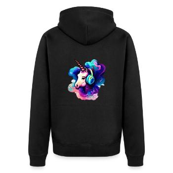 Licorne Licornes Licorne Écoutez de la musique Animal mythique - Veste à capuche bio Premium Unisexe - noir - Dos - Nico (187cm)