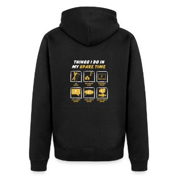 SKIING IN SPARE TIME - Unisex Premium Organic Zip Hoodie - black - Back - Nico (187cm)
