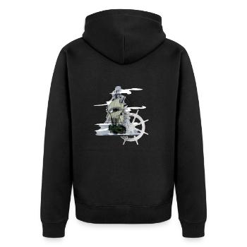 Segelschiff - Unisex Premium Bio Zip Hoodie - Schwarz - Hinten - Nico (187cm)