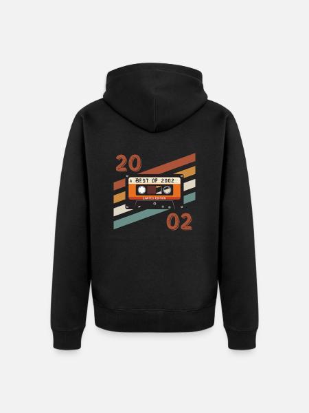 Retro-Jahrgang 2002 Jubiläum - Unisex Premium Bio Zip Hoodie - Schwarz