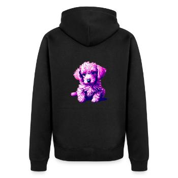 Pudel Hundehalter Pudelwelpe Hundewelpe Hundeliebe - Unisex Premium Bio Zip Hoodie - Schwarz - Hinten - Nico (187cm)
