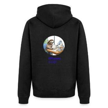 Faultier im Büro - lustiger Spruch für Kollegen - Unisex Premium Bio Zip Hoodie - Schwarz - Hinten - Nico (187cm)