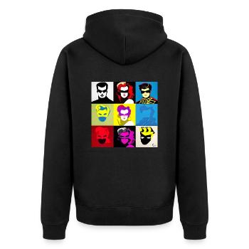 A003 - Unisex Premium Bio Zip Hoodie - Schwarz - Hinten - Nico (187cm)