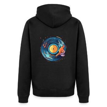 Comic Record - Unisex Premium Organic Zip Hoodie - black - Back - Nico (187cm)