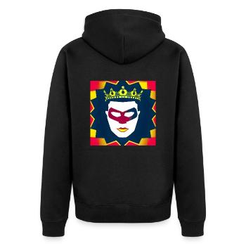 A006 - Unisex Premium Bio Zip Hoodie - Schwarz - Hinten - Nico (187cm)
