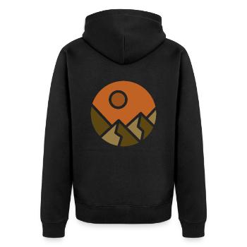 Mountains - Unisex Premium Organic Zip Hoodie - black - Back - Nico (187cm)