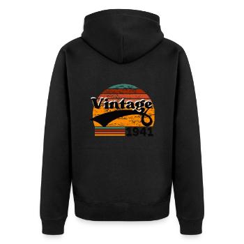 Jahrgang 1941 - Unisex Premium Bio Zip Hoodie - Schwarz - Hinten - Nico (187cm)