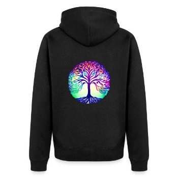 Lebensbaum Meditation Baum des Lebens Yoga - Unisex Premium Bio Zip Hoodie - Schwarz - Hinten - Nico (187cm)