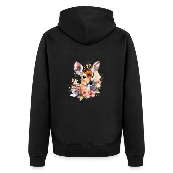Blumenreh - Unisex Premium Bio Zip Hoodie - Schwarz - Hinten - Nico (187cm)