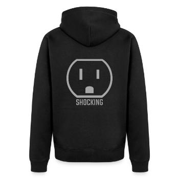Outlet schockierend - Unisex Premium Bio Zip Hoodie - Schwarz - Hinten - Nico (187cm)