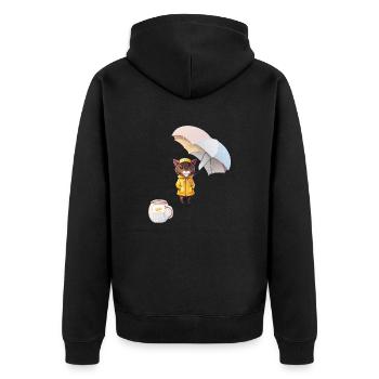 Drôle de chat et de café - Veste à capuche bio Premium Unisexe - noir - Dos - Nico (187cm)