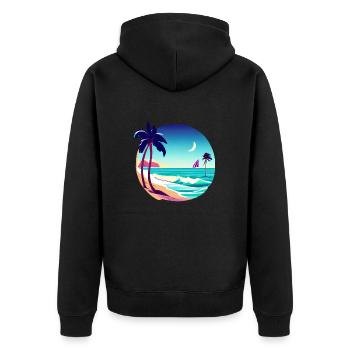 Sommerurlaub Palmen Insel Sonne Palme Strand - Unisex Premium Bio Zip Hoodie - Schwarz - Hinten - Nico (187cm)