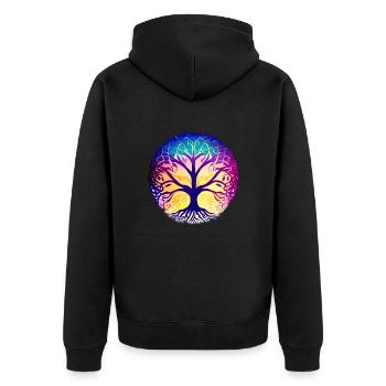 Yoga Baum des Lebens Lebensbaum Meditation - Unisex Premium Bio Zip Hoodie - Schwarz - Hinten - Nico (187cm)