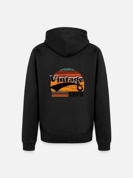 Jahrgang 1970 - Unisex Premium Bio Zip Hoodie - Schwarz