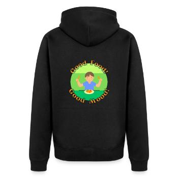 Good Food, Good Mood! - Unisex Premium Bio Zip Hoodie - Schwarz - Hinten - Nico (187cm)