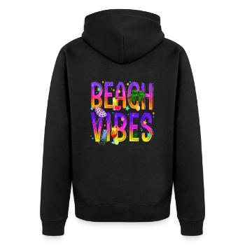 sommer surfen kroatien strand paradies party vibes - Unisex Premium Bio Zip Hoodie - Schwarz - Hinten - Nico (187cm)