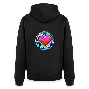 graffiti heart 1 - Unisex Premium Organic Zip Hoodie - black - Back - Nico (187cm)