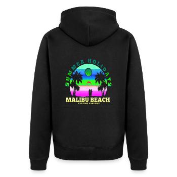 sommer surfen kroatien strand paradies party vibes usa - Unisex Premium Bio Zip Hoodie - Schwarz - Hinten - Nico (187cm)
