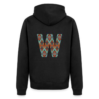 Letter W- boho design, Colorful monogram - Unisex Premium Organic Zip Hoodie - black - Back - Nico (187cm)