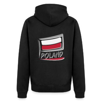 Poland Fahne Flagge - Unisex Premium Bio Zip Hoodie - Schwarz - Hinten - Nico (187cm)