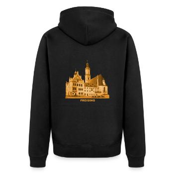 Freising, Hôtel de ville, Isar, Munich, Bavière - Veste à capuche bio Premium Unisexe - noir - Dos - Nico (187cm)