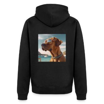 Rhodesian Ridgeback portant des lunettes de soleil en vacances - Veste à capuche bio Premium Unisexe - noir - Dos - Nico (187cm)