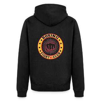 Boxing Fight Club Design - Unisex Premium Bio Zip Hoodie - Schwarz - Hinten - Nico (187cm)