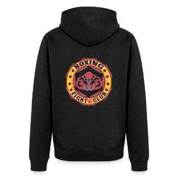 Boxing Fight Club Design - Unisex Premium Bio Zip Hoodie - Schwarz - Hinten - Nico (187cm)