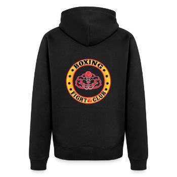 Boxing Fight Club Design - Unisex Premium Bio Zip Hoodie - Schwarz - Hinten - Nico (187cm)