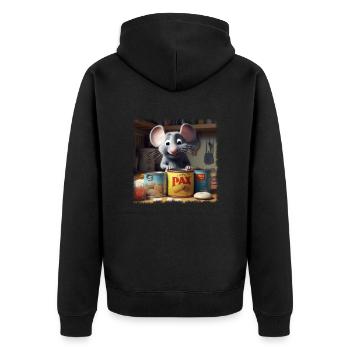 Hungry Mouse - Unisex Premium Organic Zip Hoodie - black - Back - Nico (187cm)