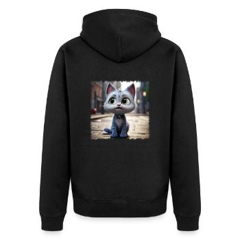 niedliche Katze - Unisex Premium Bio Zip Hoodie - Schwarz - Hinten - Nico (187cm)