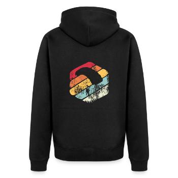 Vintage Geschenk Fallschirm - Unisex Premium Bio Zip Hoodie - Schwarz - Hinten - Nico (187cm)