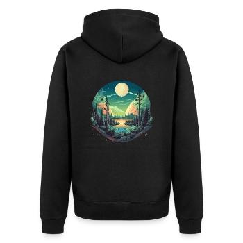 Surreal forest scenery at night - Unisex Premium Organic Zip Hoodie - black - Back - Nico (187cm)