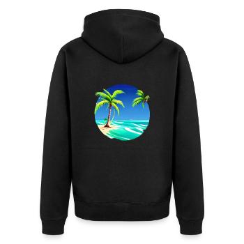 Sommerurlaub Palmen Strand Insel Sonne Palme - Unisex Premium Bio Zip Hoodie - Schwarz - Hinten - Nico (187cm)