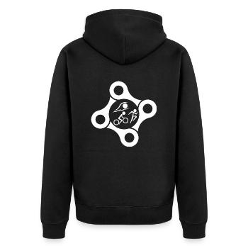Triathlon Swim Bike Run Marathon - Unisex Premium Bio Zip Hoodie - Schwarz - Hinten - Nico (187cm)