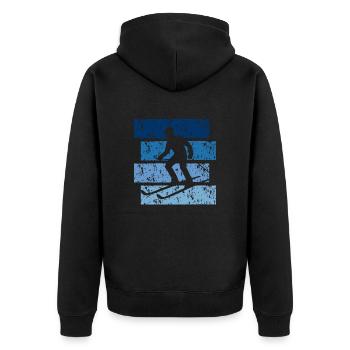 Vintage Geschenk Ski - Unisex Premium Bio Zip Hoodie - Schwarz - Hinten - Nico (187cm)