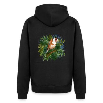 Bunter Vogel - Unisex Premium Bio Zip Hoodie - Schwarz - Hinten - Nico (187cm)