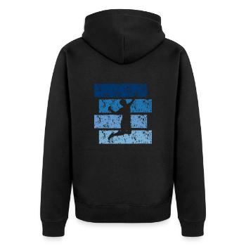 Badminton Vintage-Geschenk - Unisex Premium Bio Zip Hoodie - Schwarz - Hinten - Nico (187cm)