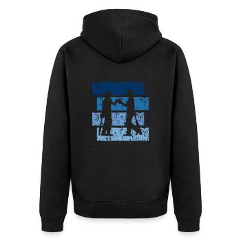 Vintage-Geschenk Cricket - Unisex Premium Bio Zip Hoodie - Schwarz - Hinten - Nico (187cm)