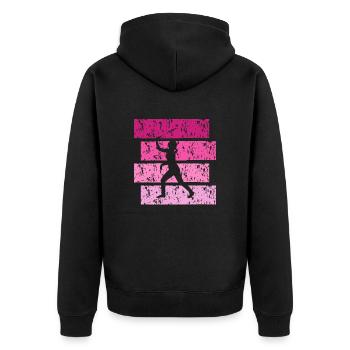Badminton Vintage-Geschenk - Unisex Premium Bio Zip Hoodie - Schwarz - Hinten - Nico (187cm)