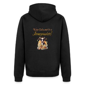 Cash Cow - Keep calm and be a moneymaker - Unisex Premium Bio Zip Hoodie - Schwarz - Hinten - Nico (187cm)