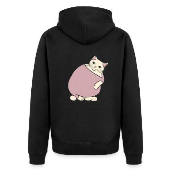 Fette Katze - Unisex Premium Bio Zip Hoodie - Schwarz - Hinten - Nico (187cm)