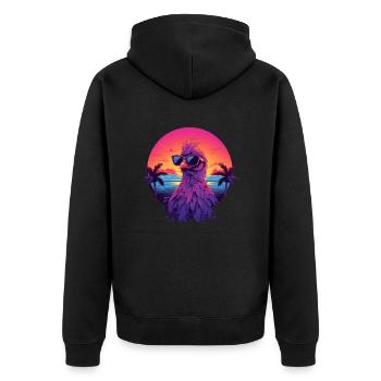 Synthwave Chicken Sunset - Veste à capuche bio Premium Unisexe - noir - Dos - Nico (187cm)