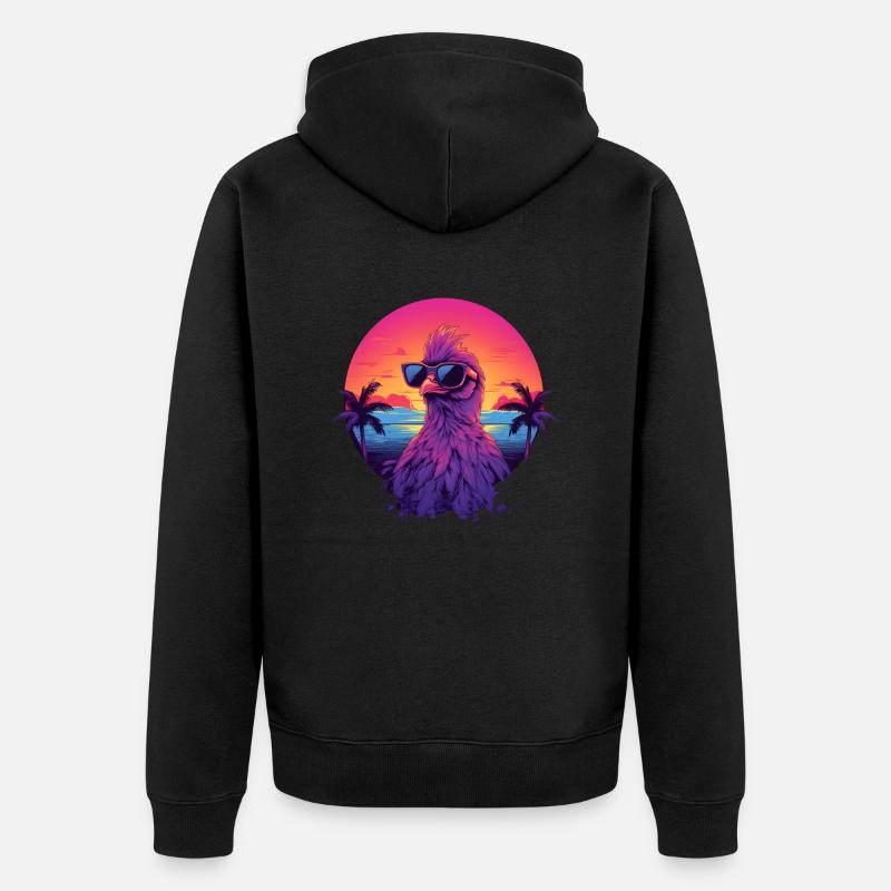 Synthwave Chicken Sunset - Veste à capuche bio Premium Unisexe - noir
