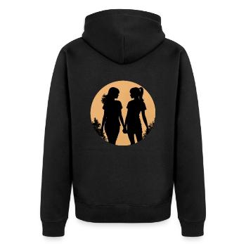 Beste Freundin und Freundinnen für das Leben - Unisex Premium Bio Zip Hoodie - Schwarz - Hinten - Nico (187cm)