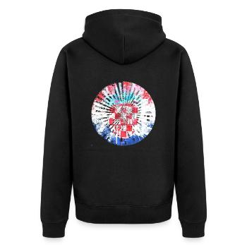 Kroatische Nationalflagge Emblem Kroatien Hrvatska hrv - Unisex Premium Bio Zip Hoodie - Schwarz - Hinten - Nico (187cm)
