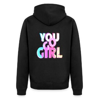 du gehst girl power frauen mädchen feminismus zitate frau - Unisex Premium Bio Zip Hoodie - Schwarz - Hinten - Nico (187cm)