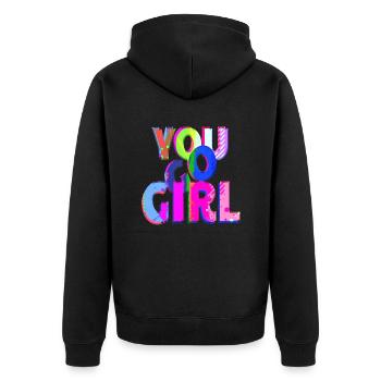 du gehst girl power frauen mädchen feminismus zitate frau - Unisex Premium Bio Zip Hoodie - Schwarz - Hinten - Nico (187cm)