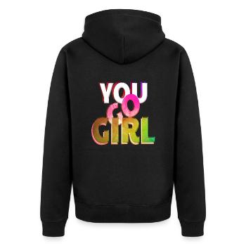 du gehst girl power frauen mädchen feminismus zitate frau - Unisex Premium Bio Zip Hoodie - Schwarz - Hinten - Nico (187cm)