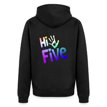 High Five Style Cool Hand Joke Saying Hit Trend - Unisex Premium Organic Zip Hoodie - black - Back - Nico (187cm)